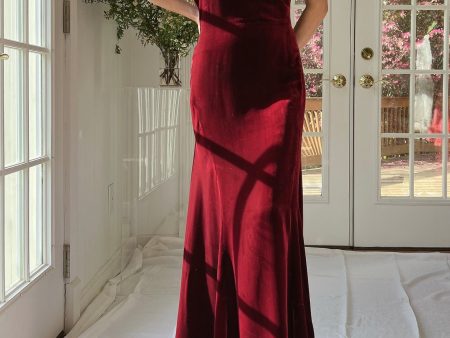 1930s Ruby Silk Velvet Gown with Jacket  - S Online now