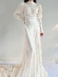 1930s Patterned Satin Mutton Sleeve Gown - S M Fashion