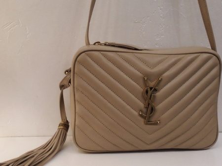 YSL Taupe Lou Medium Crossbody Chevron Camera Bag Online Sale