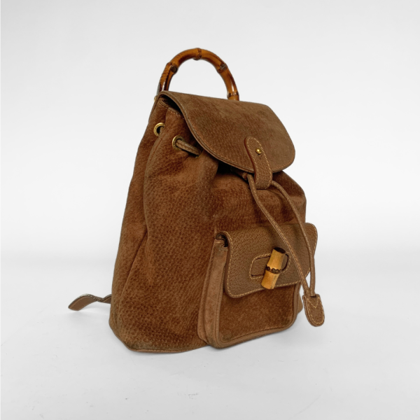 Gucci Bamboo Backpack Small Suede Leather Cheap