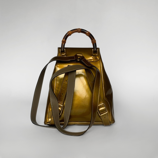 Gucci Bamboo Backpack Small Enamel Leather on Sale