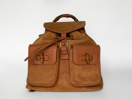 Gucci Bamboo Backpack Suede Leather Sale