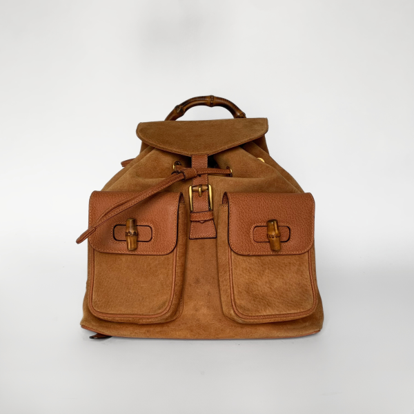 Gucci Bamboo Backpack Suede Leather Sale