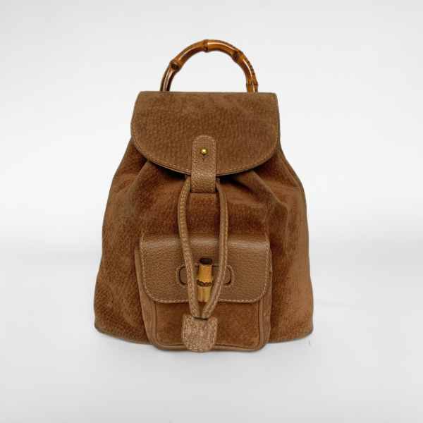 Gucci Bamboo Backpack Small Suede Leather Cheap