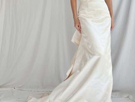 00s Silk Sweetheart Strapless Draped Gown - S 6 Fashion