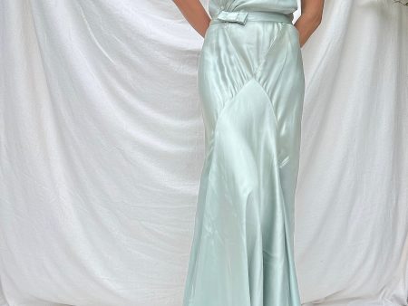 1930s Robins Blue Silk Gown - S on Sale