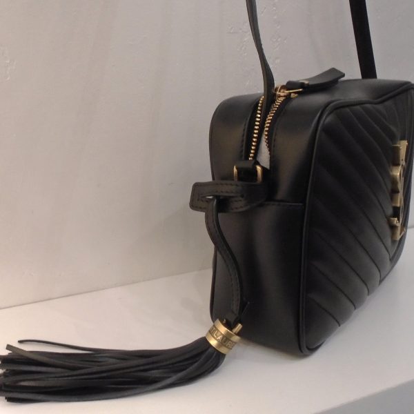 YSL Black Lou Medium Crossbody Chevron Camera Bag Online Sale